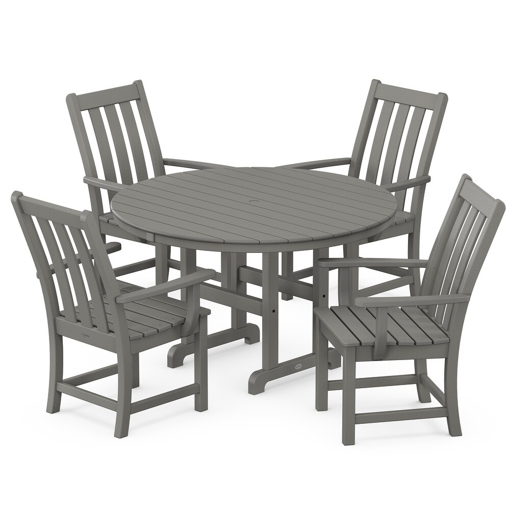 POLYWOOD Vineyard 5 Piece Round Arm Chair Dining Set   N/A