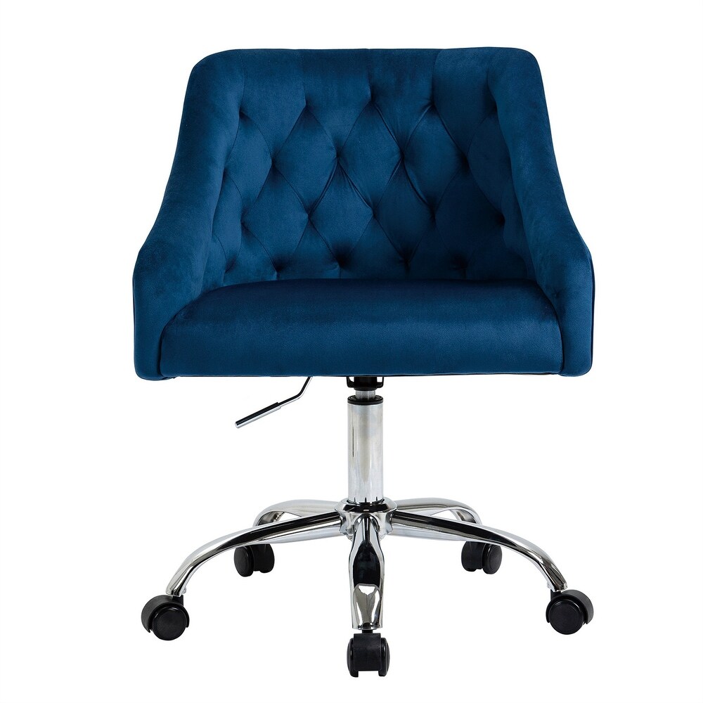 Velvet Office Chair Height Adjustable Swivel Upholstered Chair Wheels