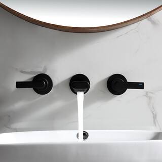 Tahanbath 2-Handle 3-Hole Wall Mounted Bathroom Faucet in Matte Black MS-CT-DB799MB-ZQ