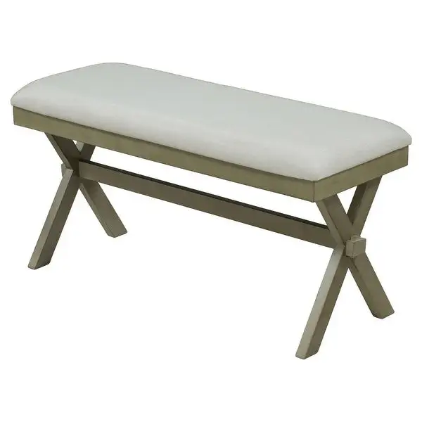 Clihome Wood Farmhouse Rustic Kitchen Upholstered Dining Bench