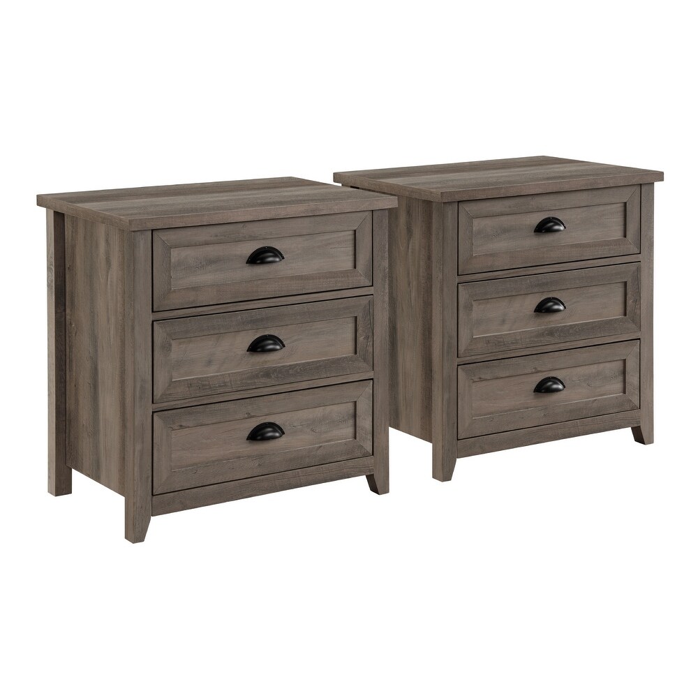 Middlebrook 3 Drawer Farmhouse Nightstands  Set of 2