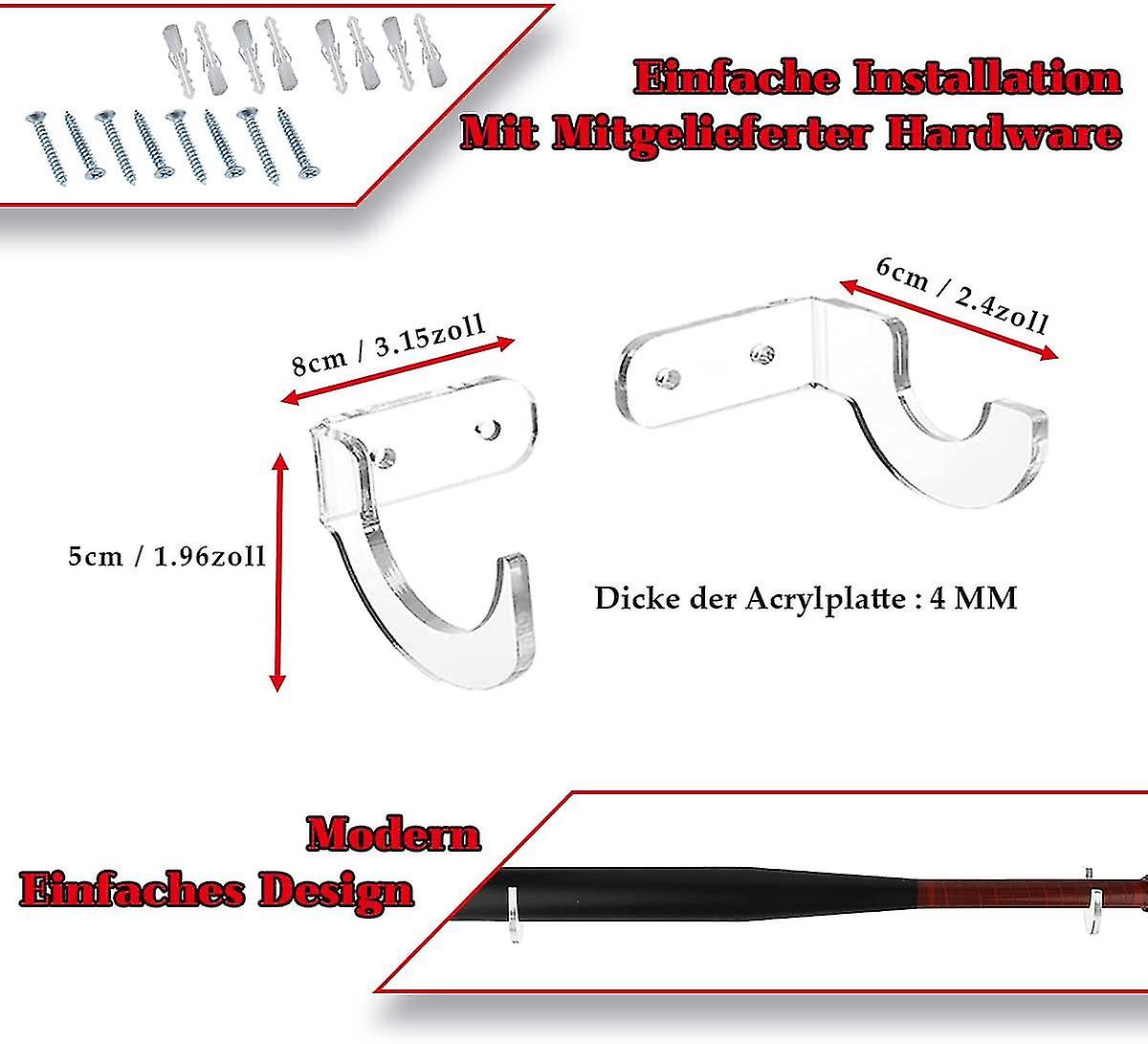 2 Ps Of Acrylic Bat Ds， Clear Bat Display D， Saber Mounts，， Clear Bat Ds With Screws