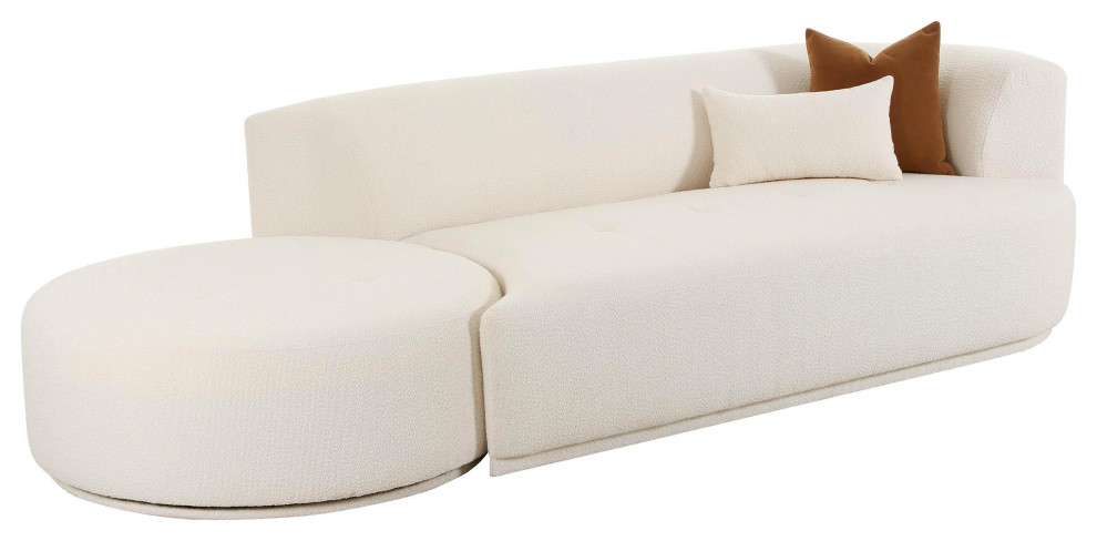 Fickle Cream Boucle 2 Piece Chaise Modular Right Arm Facing Sofa   Transitional   Sectional Sofas   by Homesquare  Houzz