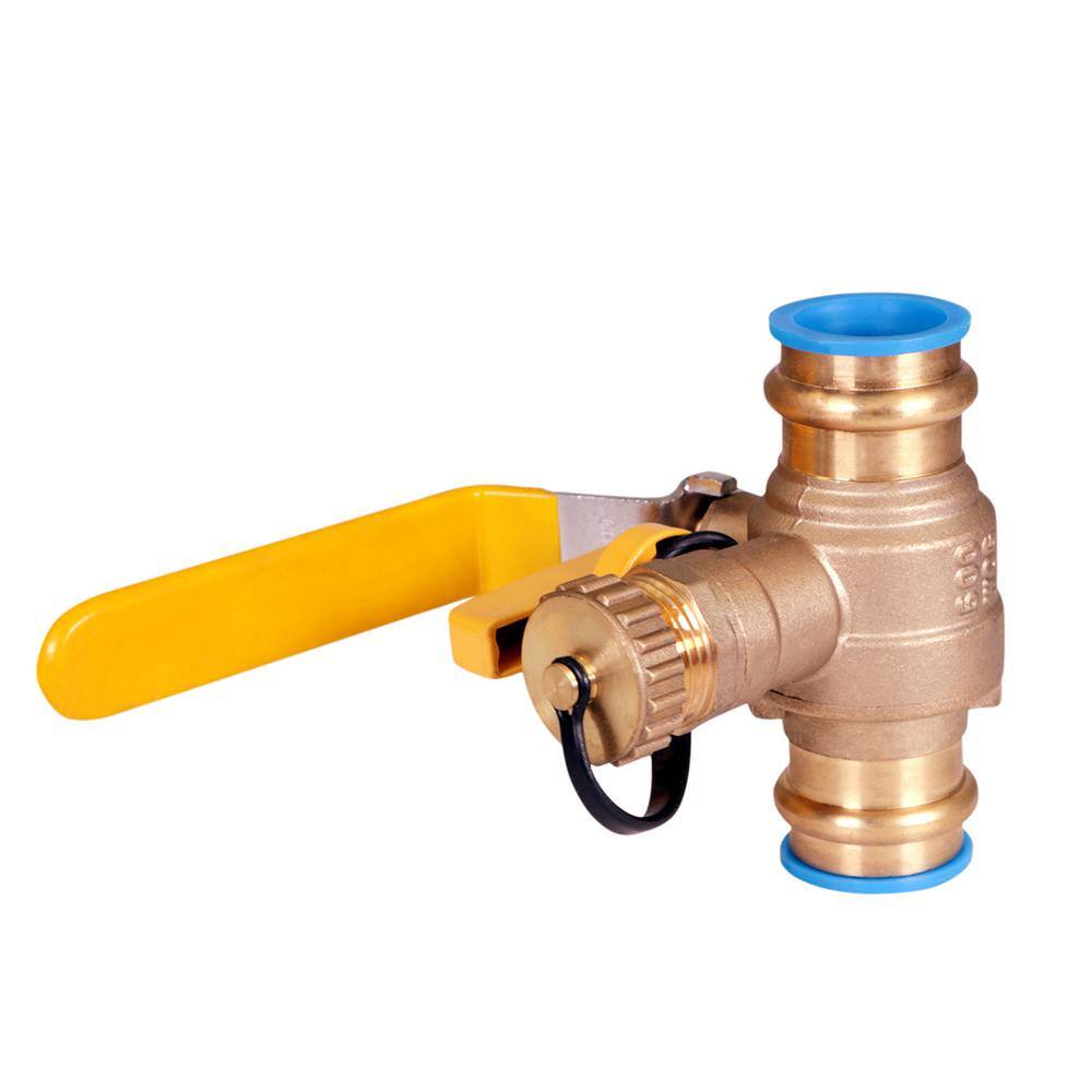 The Plumber's Choice 1-14 in. Press High Flow Drain Ball Valve 3-Way Adjustable Flow Path Brass S928336-N