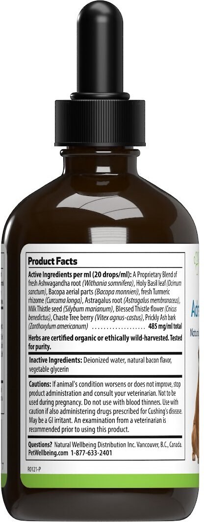 Pet Wellbeing Adrenal Harmony Gold Bacon Flavored Liquid Supplement for Dogs and Cats