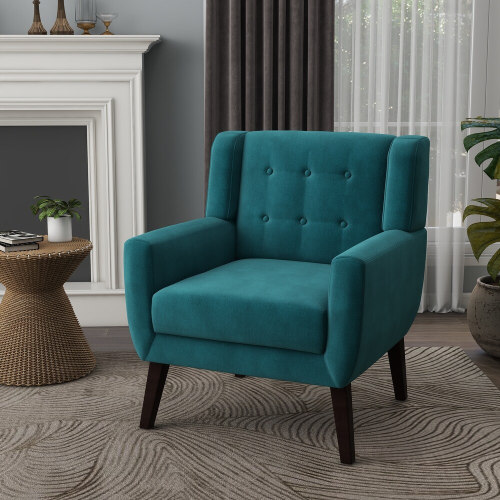 Velvet Upholstered Armchair Tufted Accent Chair