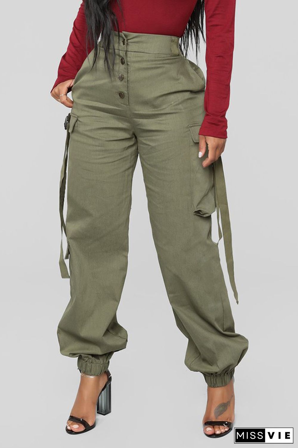 Green Euramerican Pockets Both Side Pants