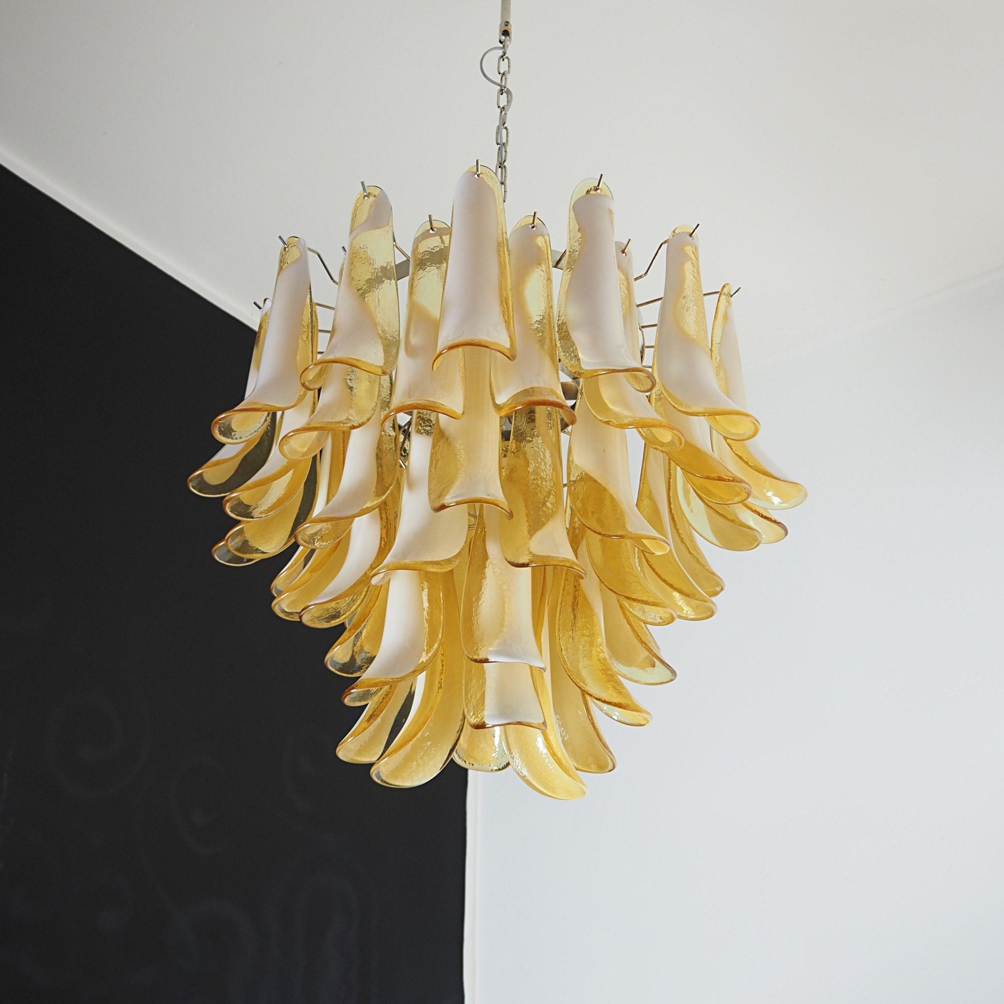 Amber Glass Murano Petals Chandelier