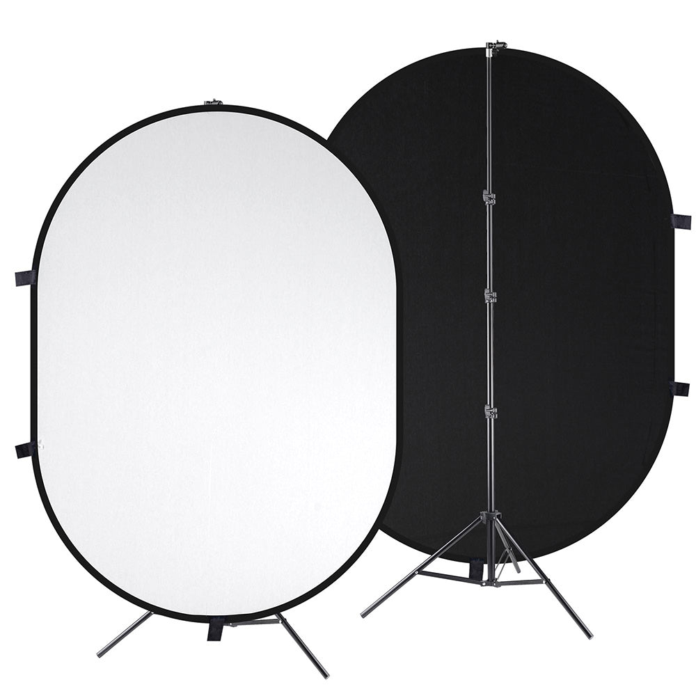 Yescom White-Black Chromakey Collapsible Background with Stand, 5'x7'