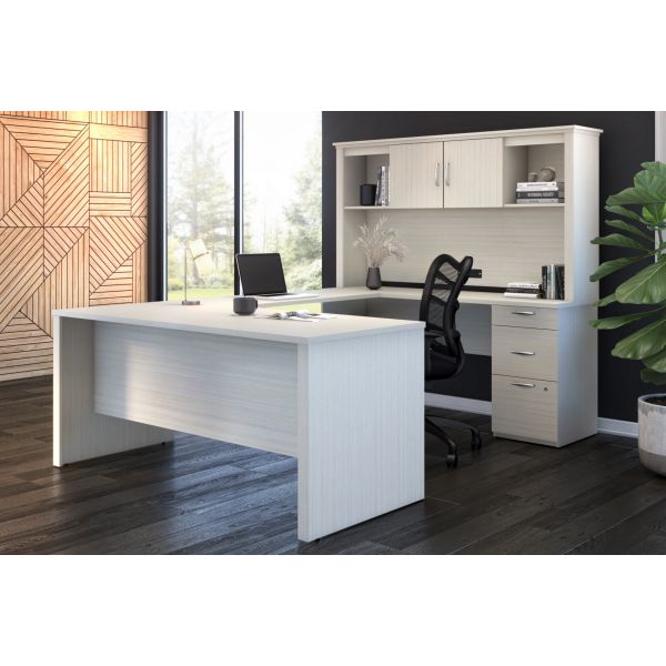 Bestar Logan U-Shaped Desk in White Chocolate