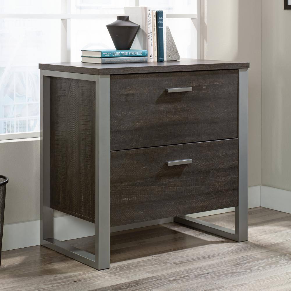 SAUDER Rock Glen Blade Walnut Lateral File Cabinet with Metal Frame 431614