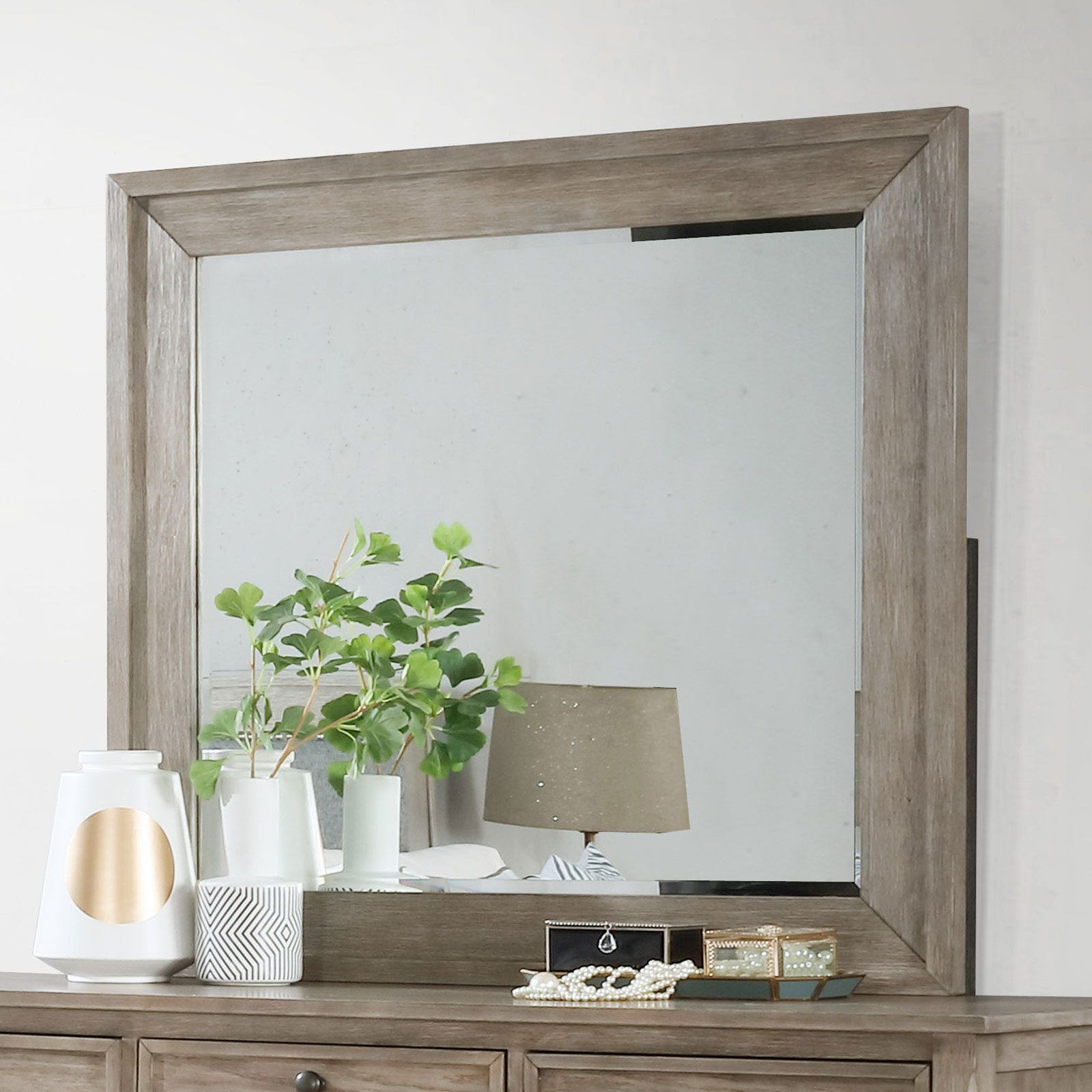 Anneke Mirror  WireBrushed Warm Gray