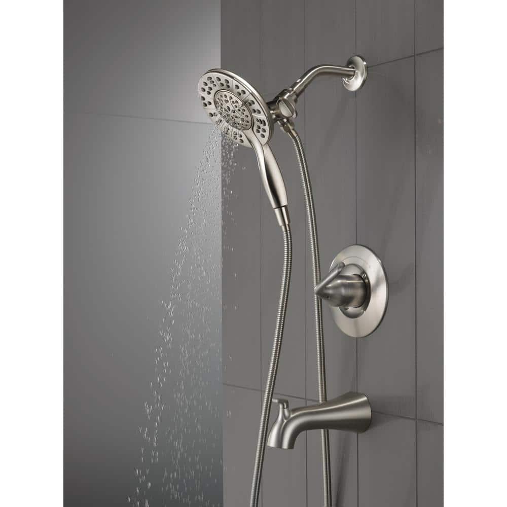 Delta Arvo In2ition TwoinOne SingleHandle 4Spray Tub and Shower Faucet in Spotshield Brushed Nickel