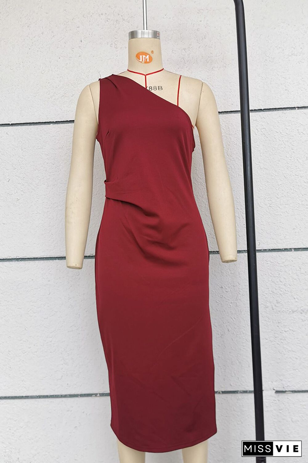 Plain One Shoulder Split Bodycon Dress Wholesale