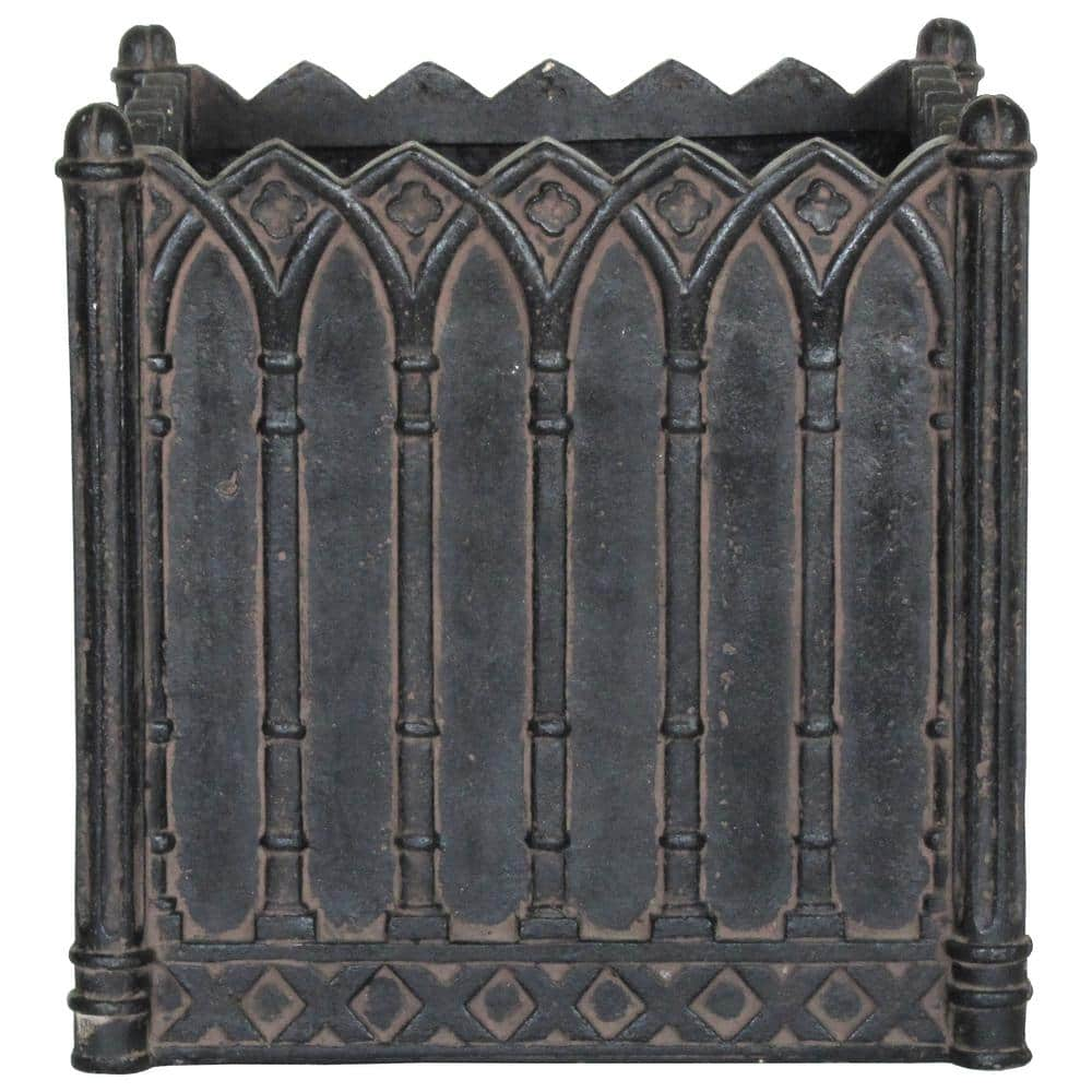 MPG 16 in. Square Charcoal Cast Stone Fiberglass Column Planter PF6292AC