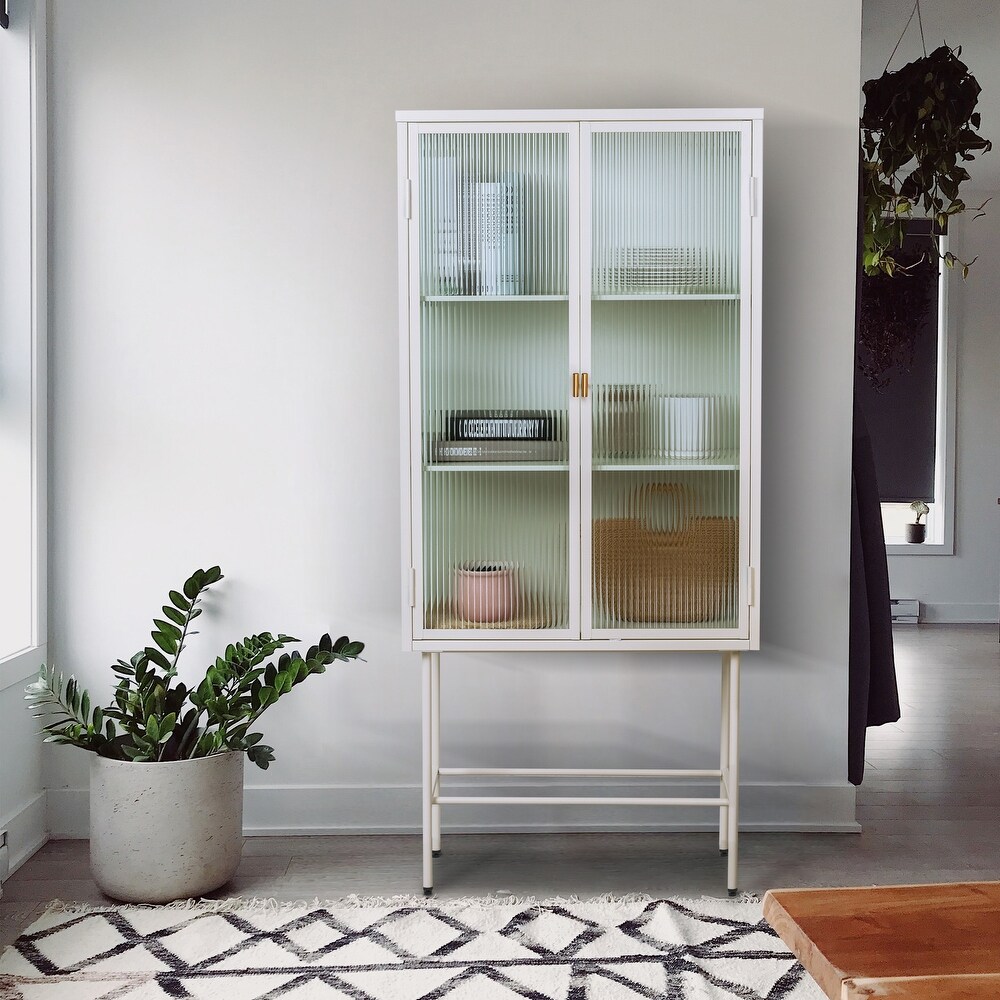 Modern Cabinet Storage Dual Doors Three Detachable Wide Shelves