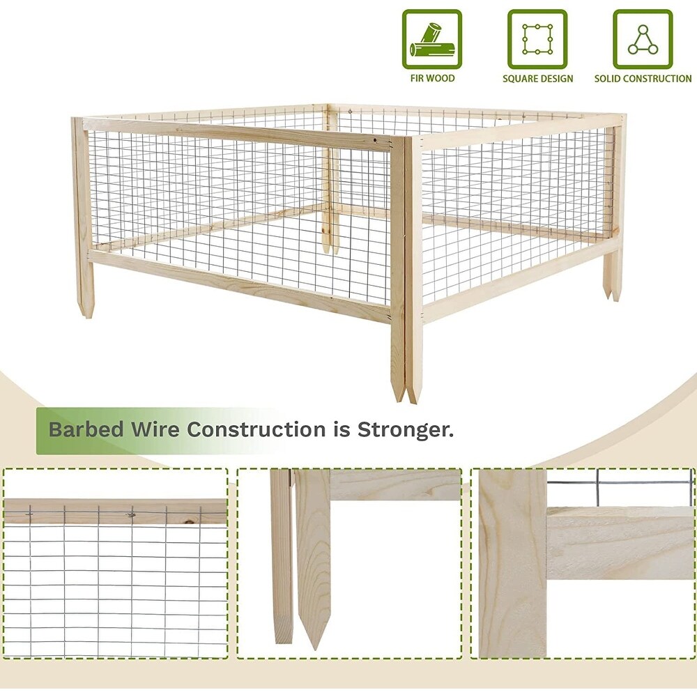 Outdoor 8ft Wooden Raised Garden Bed Planter Kit