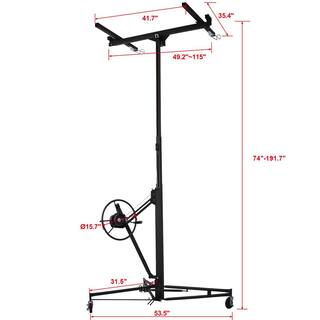 Amucolo 16 ft. Black Drywall Panel Hoist Drywall Lift Rolling Panel Hoist Jack Lifter YeaD-CYD0-BZ76