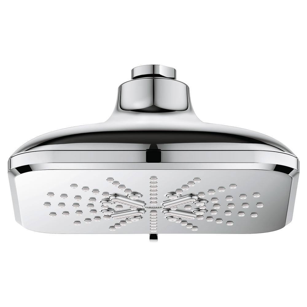 GROHE Rainshower SmartActive 3-Spray Patterns 1.75 GPM 6.5 in. Square Wall Mount Fixed Shower Head in StarLight Chrome 26797000