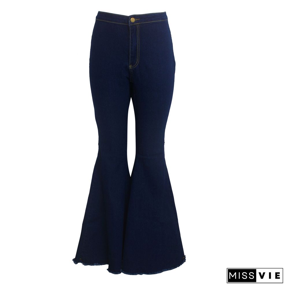 High Waist Stretch Plus Size Flare Jeans Pants