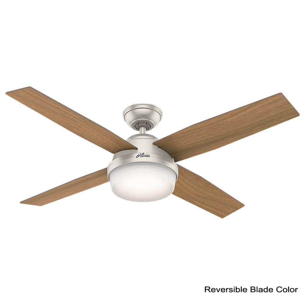 Hunter Dempsey 52 in LED IndoorOutdoor Matte Nickel Ceiling Fan with Light and Remote