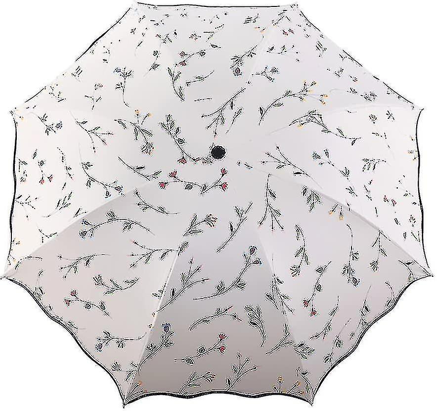 Ladies Sun Parasol With Stora Bag 3 Foldable Double Roof 8 Ribs