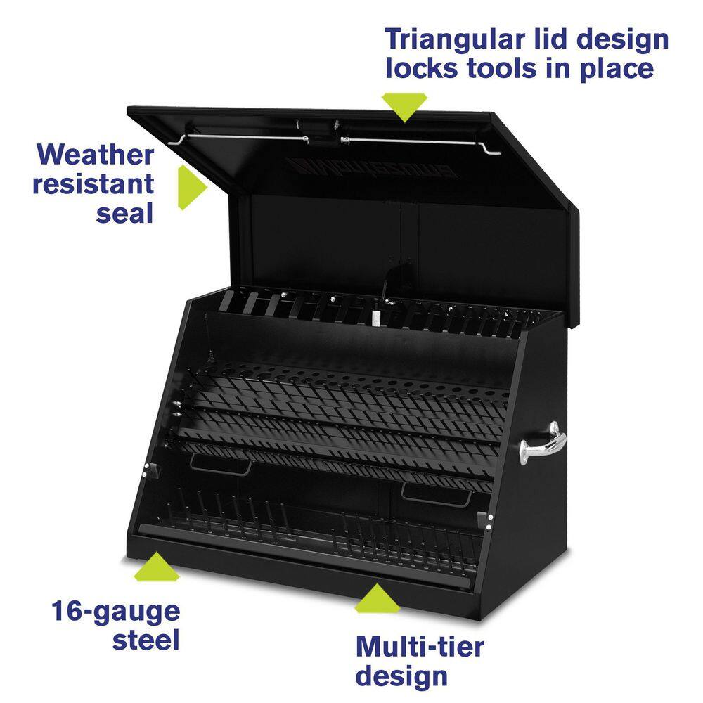 Montezuma 31 in. W x 20 in. D Portable Triangle Top Tool Chest for Sockets Wrenches and Screwdrivers in Black Powder Coat LA400B