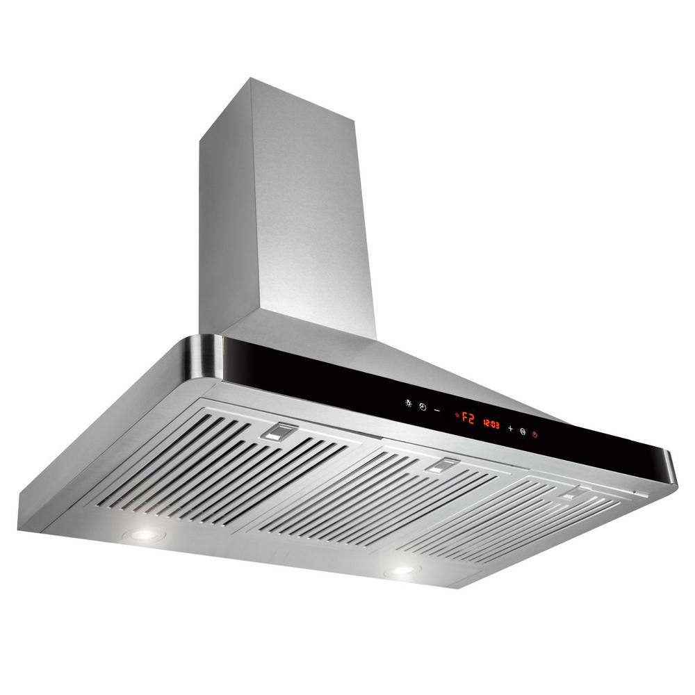 Winflo 36 in Convertible 439 CFM Wall Mount Range Hood in Stainless Steel with Baffle Filters and Charcoal Filters