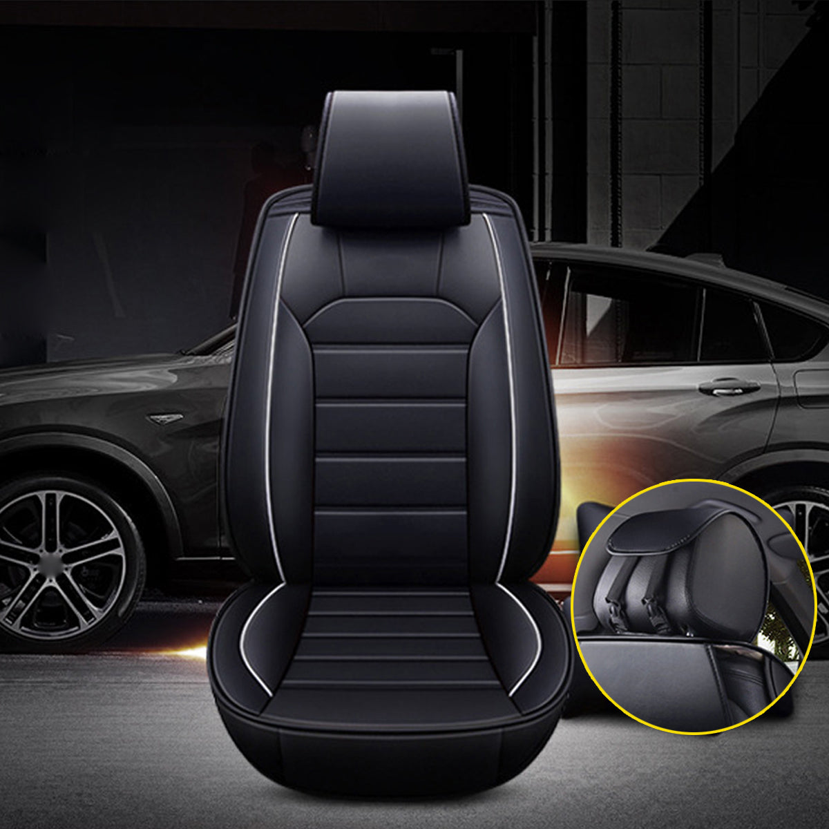 1 Piece Leather Car Seat Cover Front Seat Covers for Cars Waterproof Cushion Pad Automotive Covers for Most SUVs Sedan Truck Cars， Black