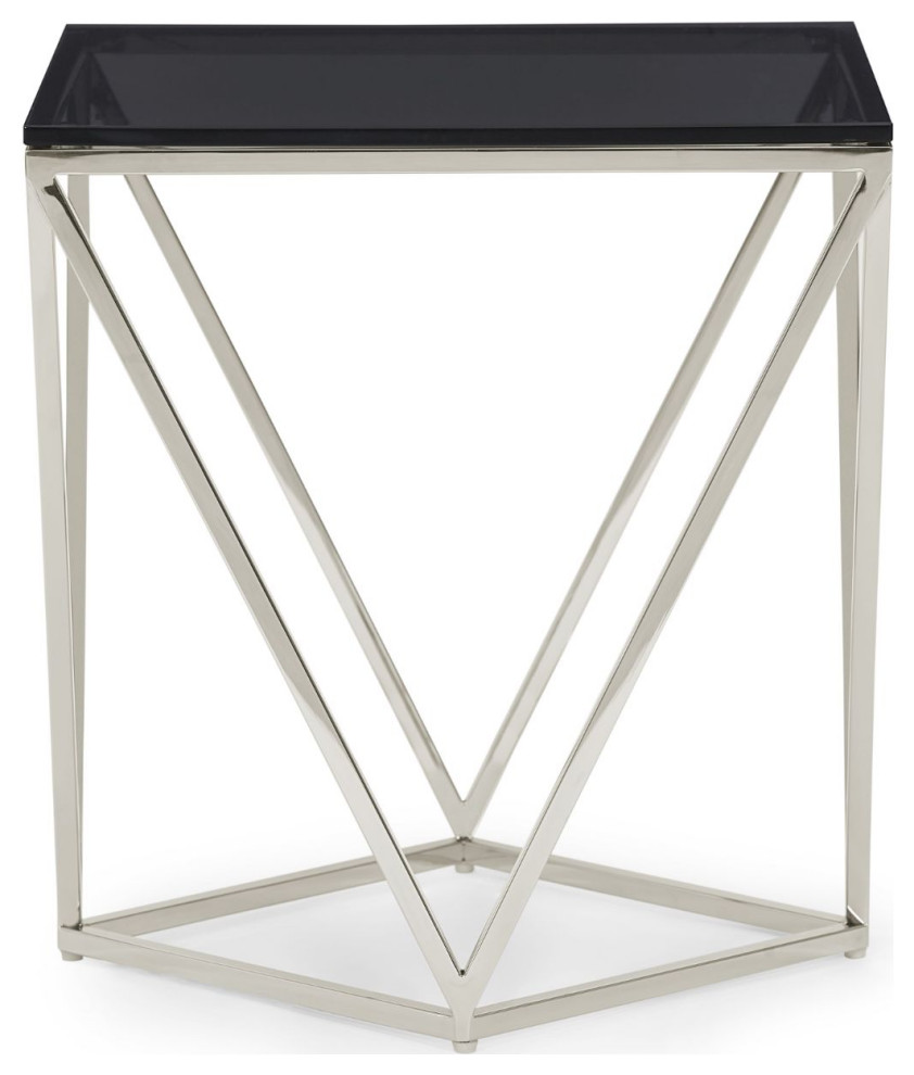 Modus Aria Smoked Glass and Polished Stainless Steel End Tbl   Multi   Contemporary   Side Tables And End Tables   by AMOC  Houzz