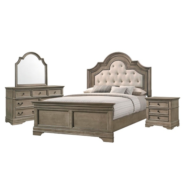 Wooden California King Bedroom Set in Wheat and Beige - - 36135680