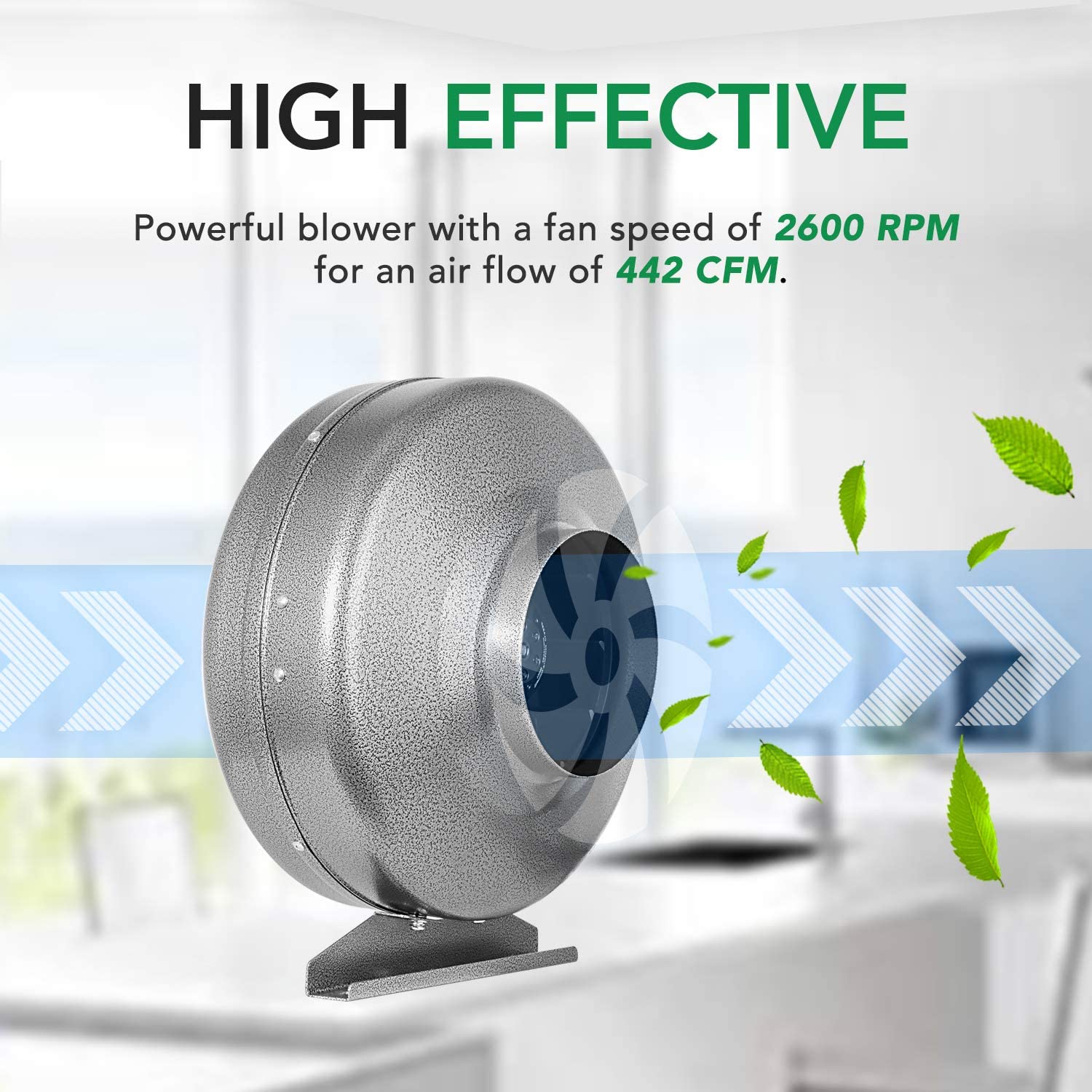 iPower 6 inch 442 CFM Inline Ventilation HVAC Vent Blower Fan for Grow Tent， Sliver， 1-Pack