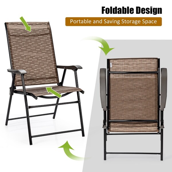 Costway 2PCS Outdoor Patio Folding Chair Camping Portable Lawn Garden