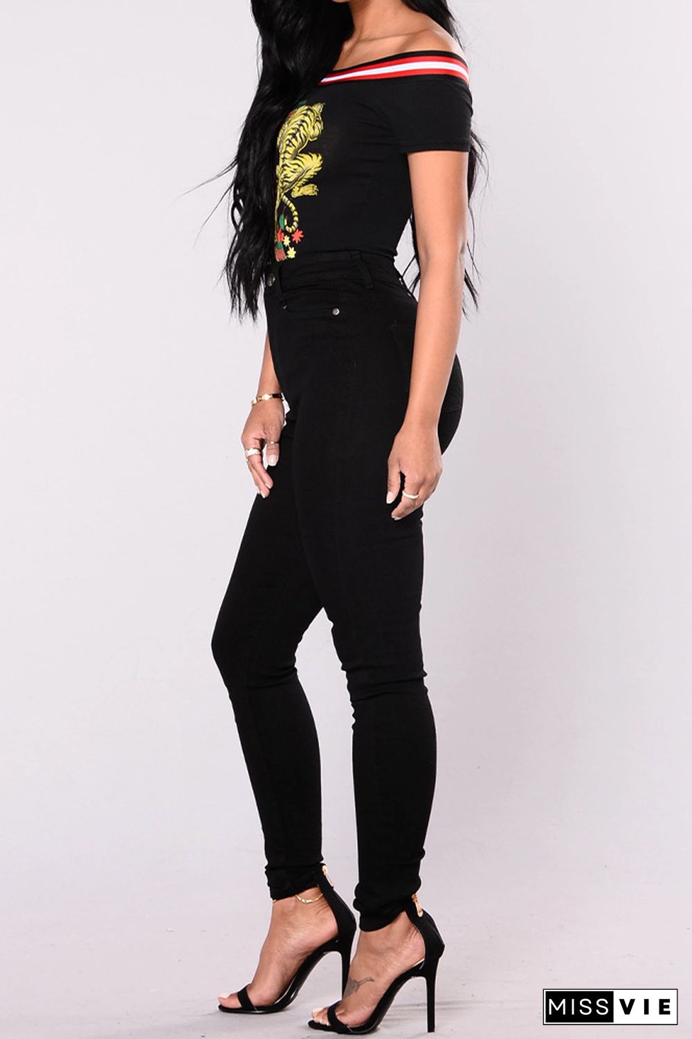 High Waist Elastic Skinny Jeans