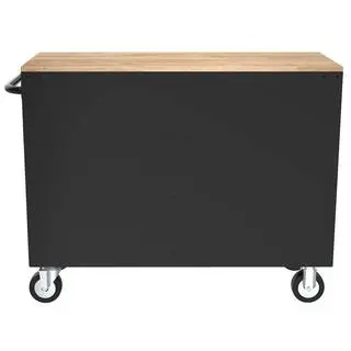 Husky 46 in. W x 18 in. D 9-Drawer Gloss Black Mobile Workbench Cabinet with Solid Wood Top H46X18MWC9BLK
