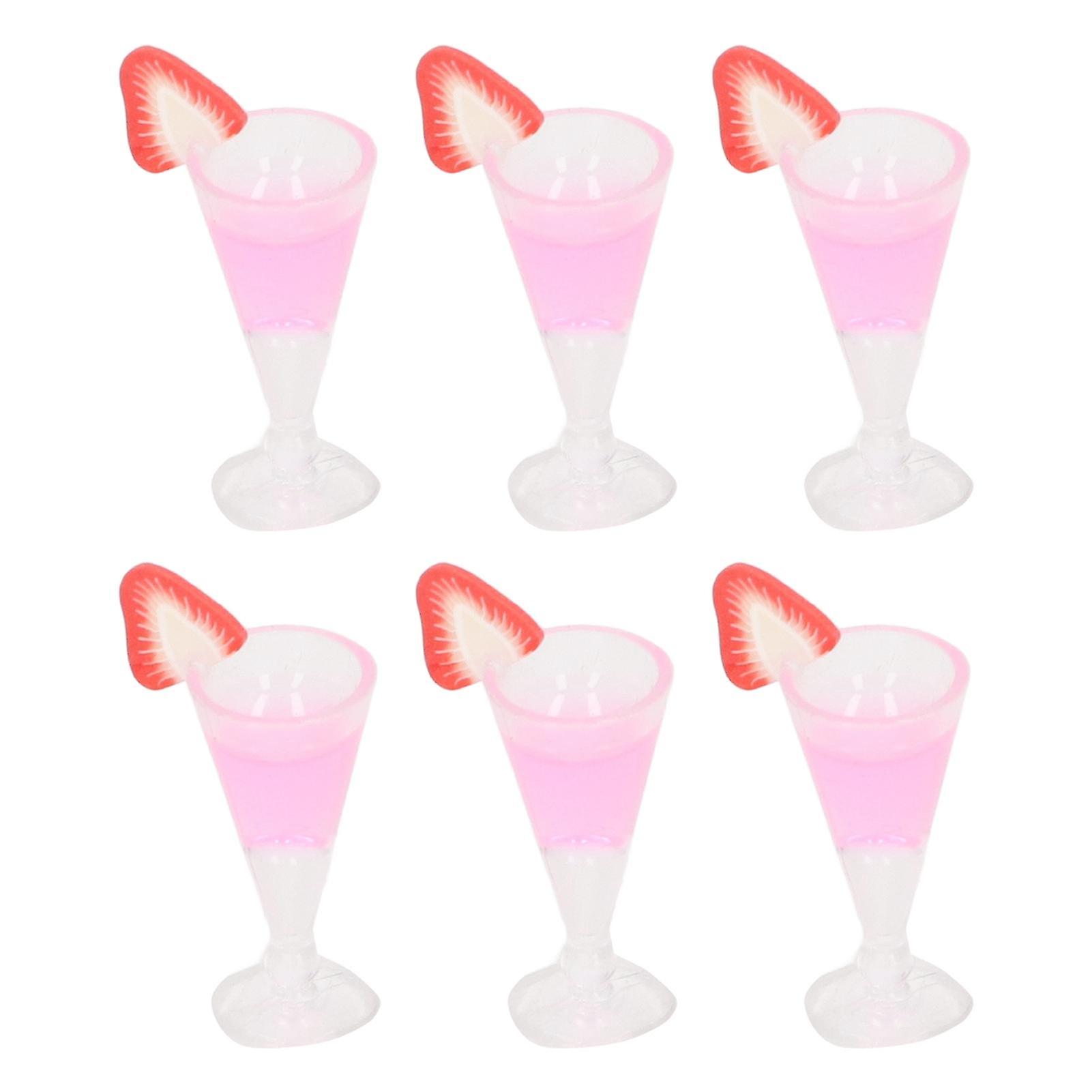 20Pcs Dollhouse Cocktail Glasses Simulation Life Scene 1/12 Scale Mini Cocktail Glasses Toy Doll House Decoration Pink