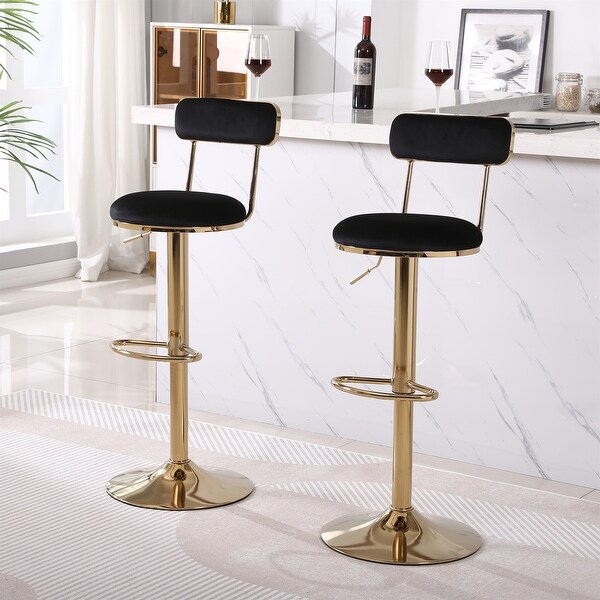 2 Pcs Bar Stools with Back and Footrest