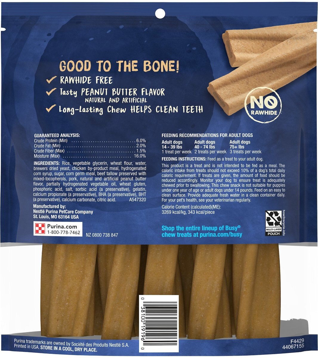 Busy Bone， Long-Lasting Peanut Butter Flavor Small/Medium Dog Treats