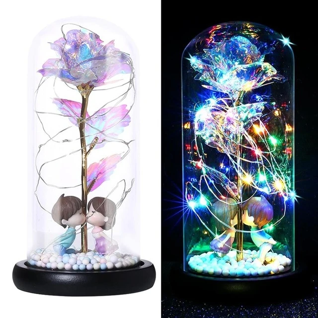 Galaxy Rose Led Fairy Lamp |  Rose Gold Flower |Galaxy Rose Glass