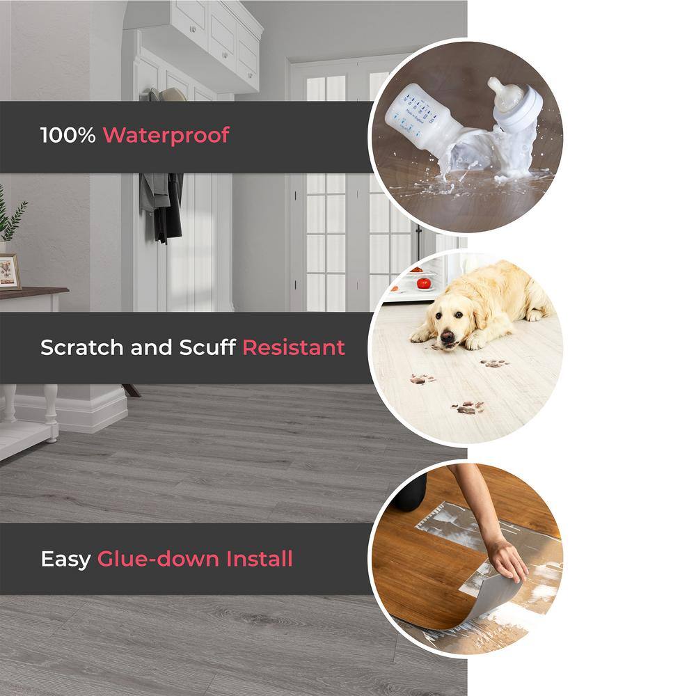 Lucida Surfaces MosaiCore Fleece Braid 28 MIL x 12 in. W x 17 in. L Glue Down Waterproof Vinyl Tile Flooring (15.2 sqftcase) SC-4204