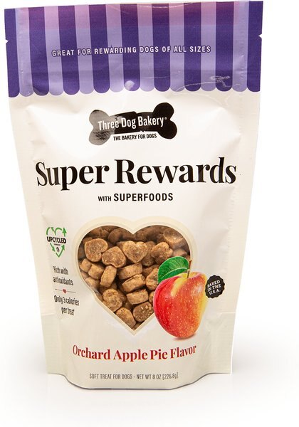 Three Dog Bakery Super Rewards Orchard Apple Pie Dog Treats， 8-oz bag