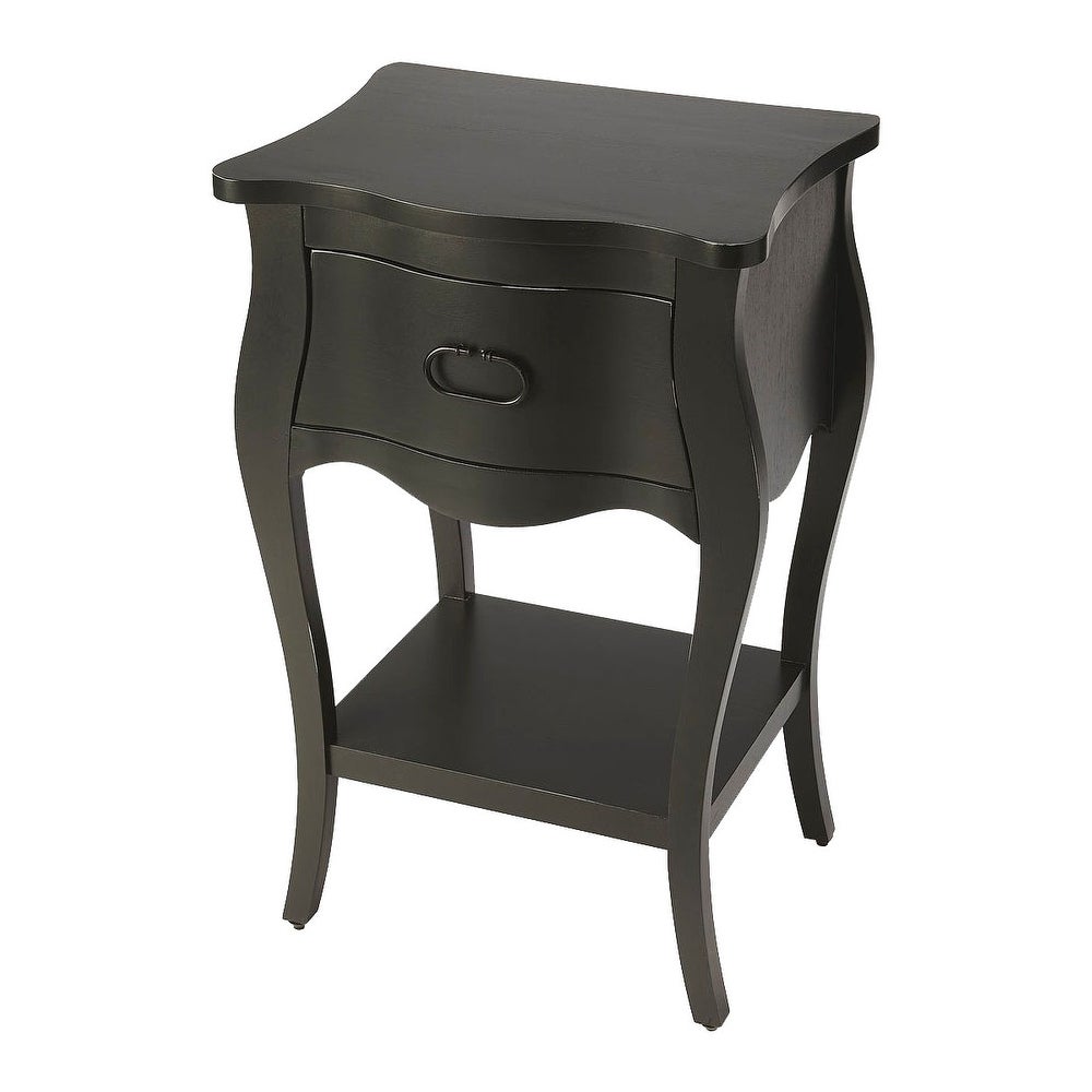 Transitional Black Wooden Rectangular End Table