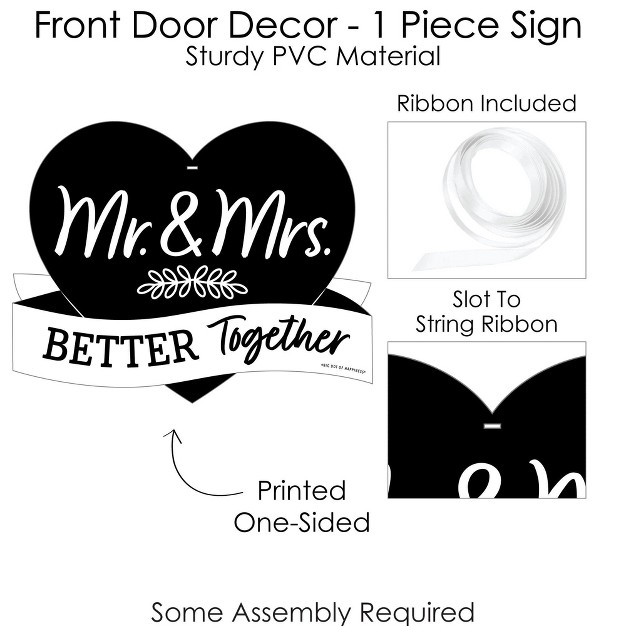 Big Dot Of Happiness Mr And Mrs Hanging Porch Black And White Wedding Or Bridal Shower Outdoor Decorations Front Door Decor 1 Piece Sign