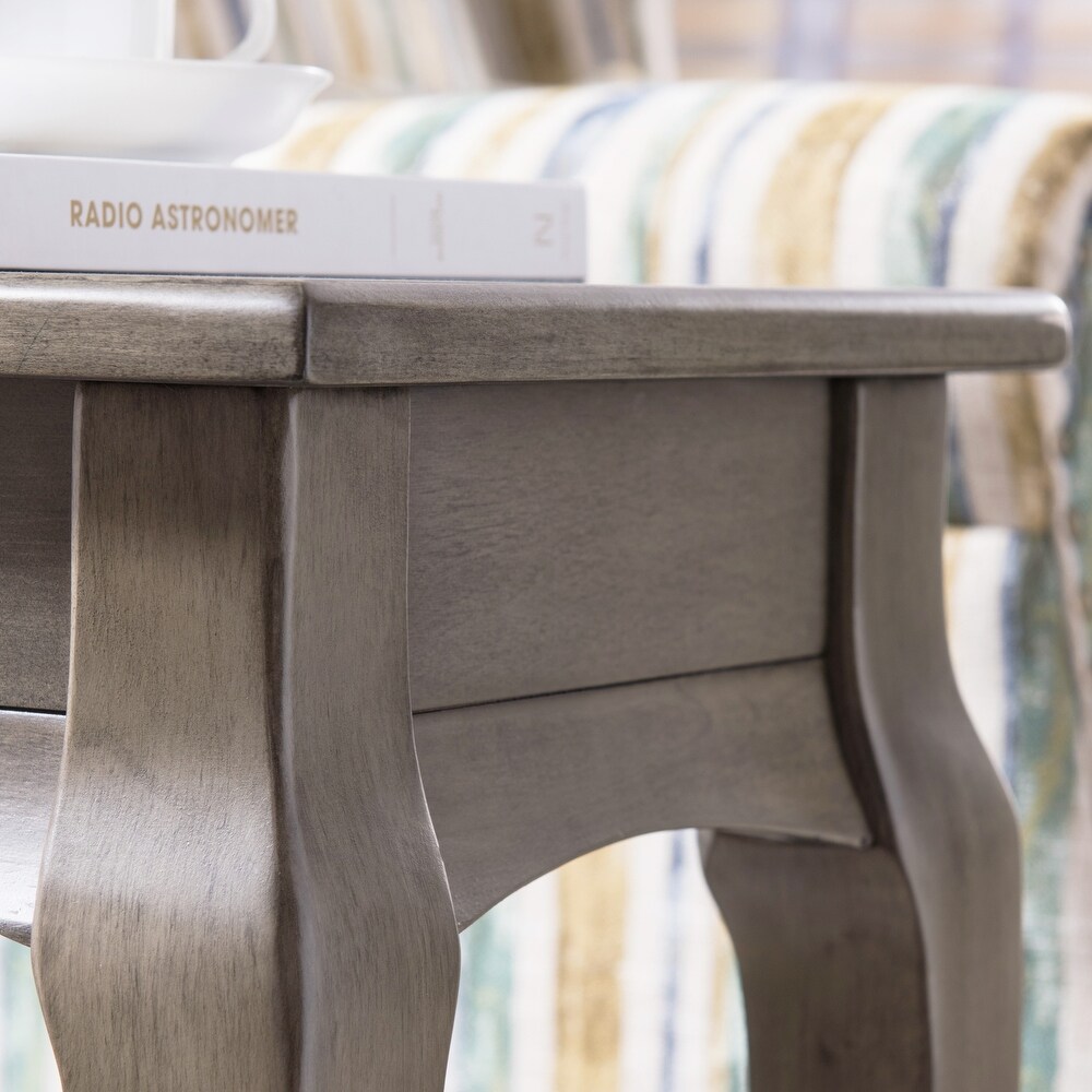 Narrow Chairside Grey Wood Table