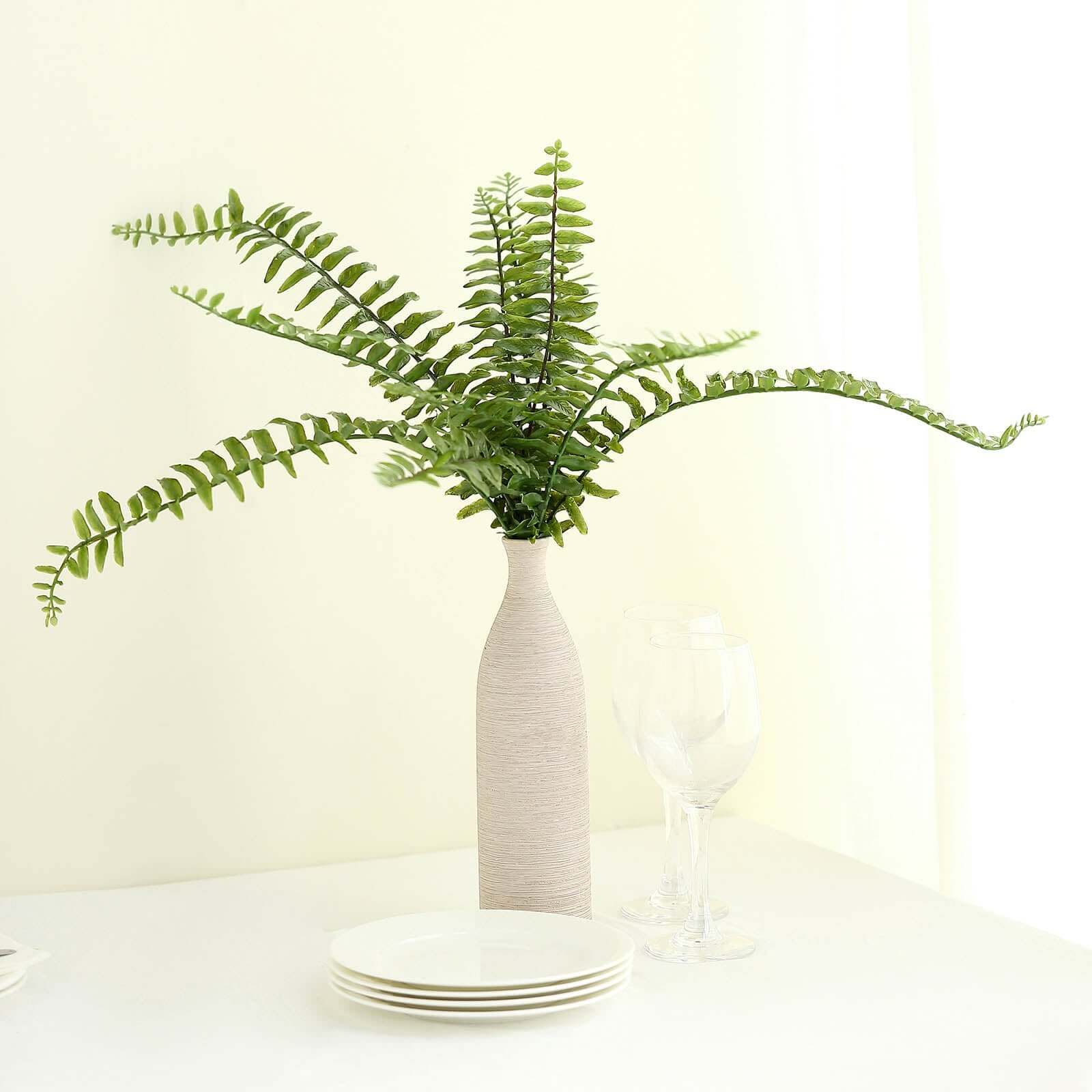 Artificial Boston Fern Green Leaf Plant, Premium Real Touch Indoor Spray 20