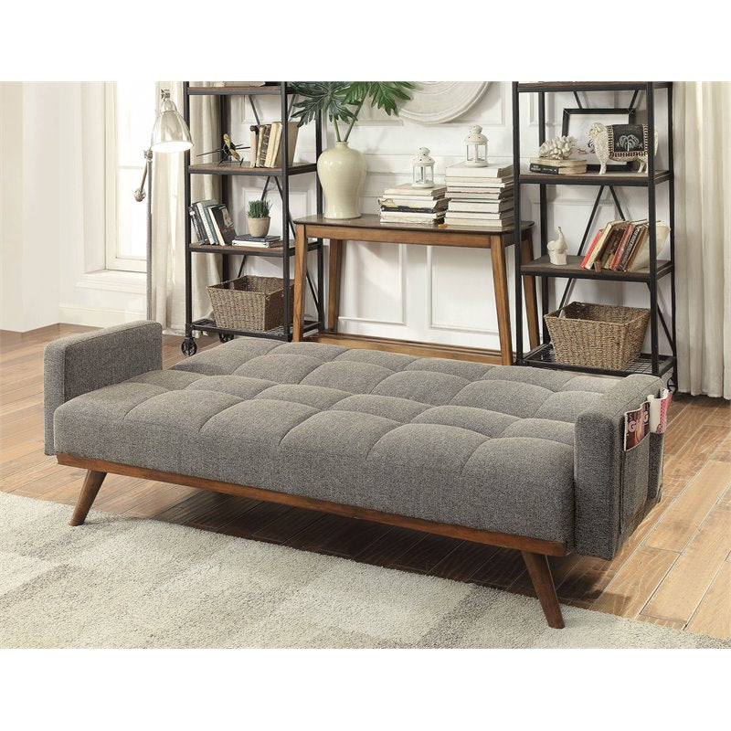 Allora Mid-century Modern Fabric Futon Sofa in Gray