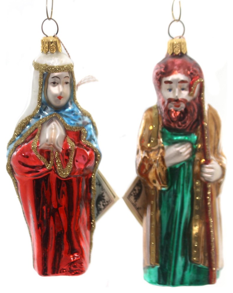 Polonaise Ornament ST JOSEPH/BLESSED MOTHER Glass Nativity Poland Gp412/413   Contemporary   Christmas Ornaments   by Story Book Kids Inc  Houzz