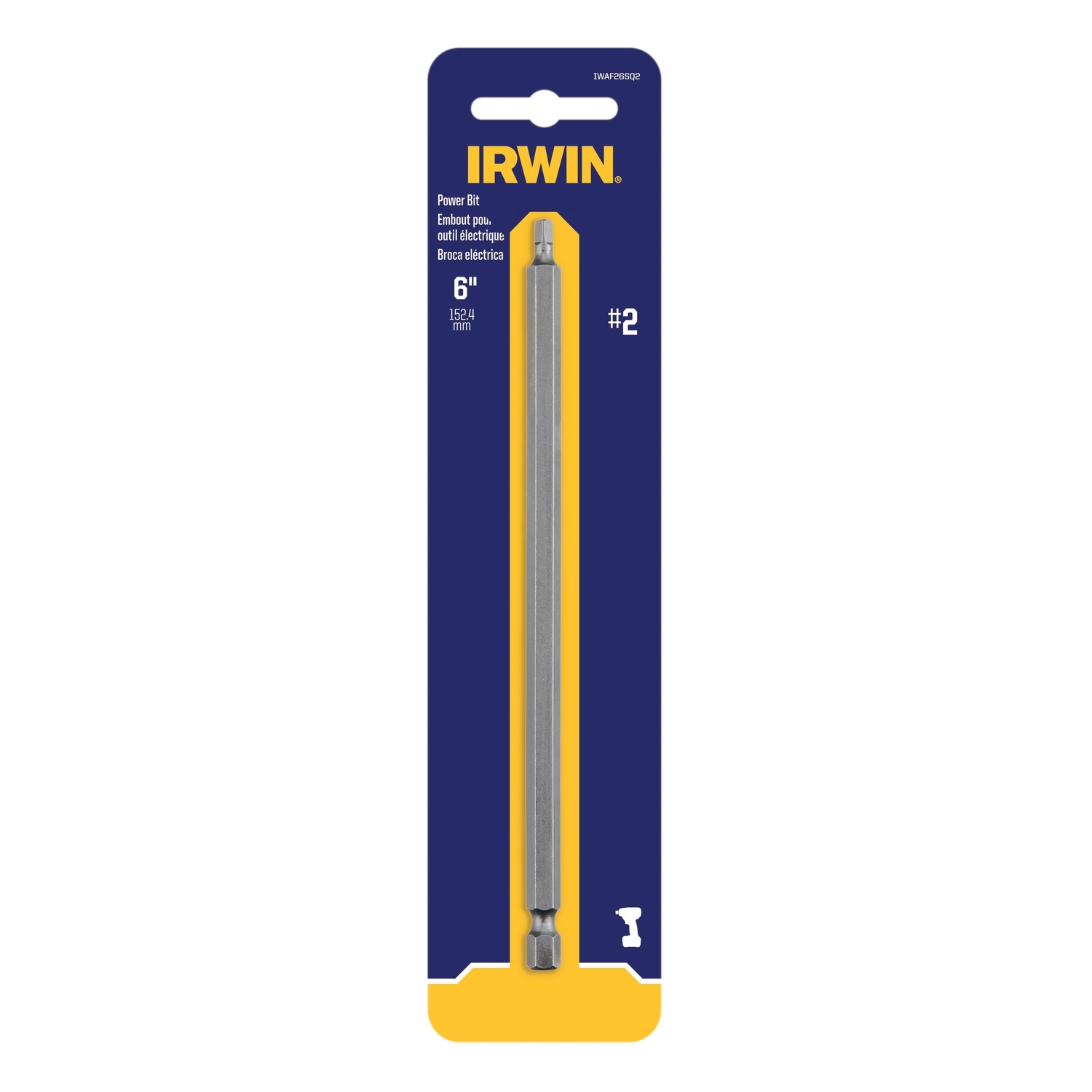 Irwin Square Recess #2 X 6 in. L Power Bit Steel 1 pc