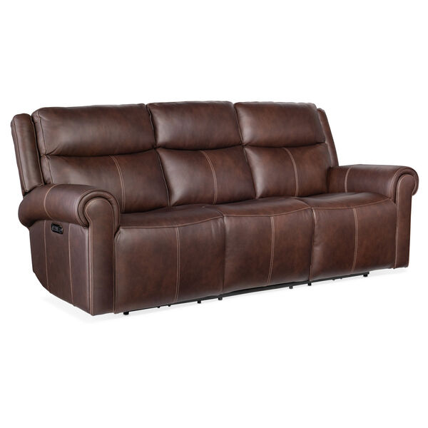 Oberon Dark Wood Zero Gravity Power Sofa with Power Headrest