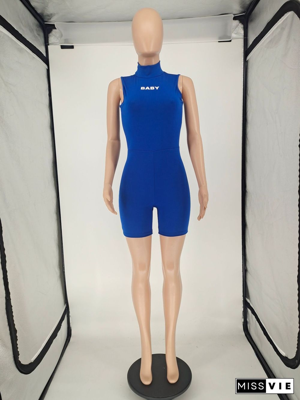 Turtleneck Sleeveless Bodycon Fitness Rompers